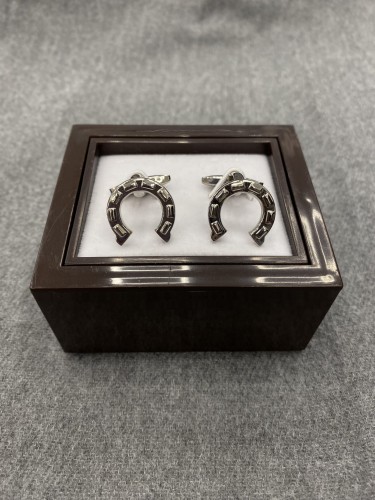 Spinki do mankietów wzór srebrna podkowa