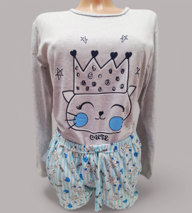 Piżama damska spodnie plus koszulka długi rękaw wzór KOT