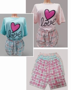 Piżama dasmka bluzeczka plus spodenki napis LOVE i serce 