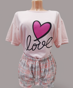 Piżama dasmka bluzeczka plus spodenki napis LOVE i serce 