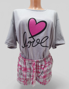 Piżama dasmka bluzeczka plus spodenki napis LOVE i serce 