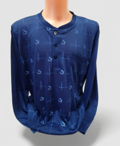 Piżama męska spodnie plus bluzka na guziki do połowy