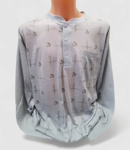 Piżama męska spodnie plus bluzka na guziki do połowy