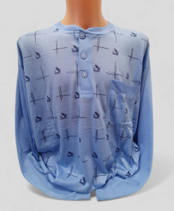 Piżama męska spodnie plus bluzka na guziki do połowy