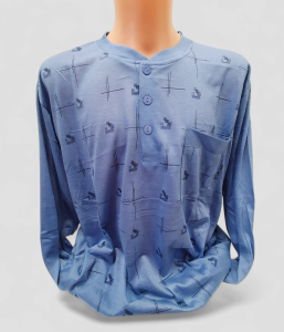 Piżama męska spodnie plus bluzka na guziki do połowy