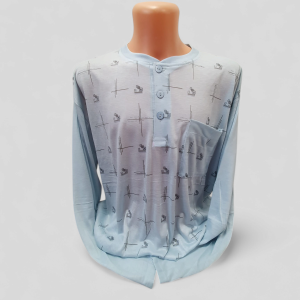 Piżama męska spodnie plus bluzka na guziki do połowy