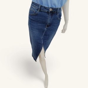 Spódnica jeans damska wycięcie z przodu 