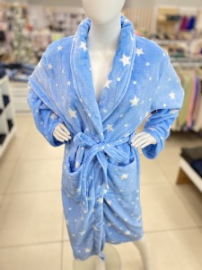 Szlafrok damski polarowy w kwiazdki i kropki 