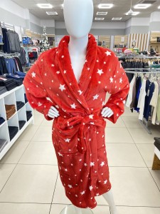 Szlafrok damski polarowy w kwiazdki i kropki 