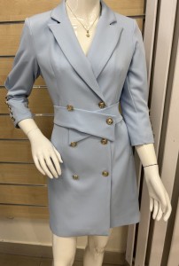 Sukienka długi rękaw a'la marynarka z paskiem