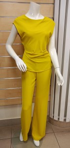 Komplet damski limonkowy bluzka plus szeokie spodnie