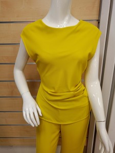Komplet damski limonkowy bluzka plus szeokie spodnie