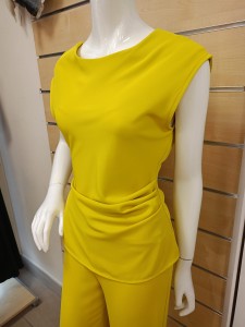 Komplet damski limonkowy bluzka plus szeokie spodnie