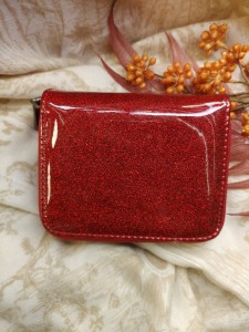 Portfel damski poziomy brokatowy logo eko skóra