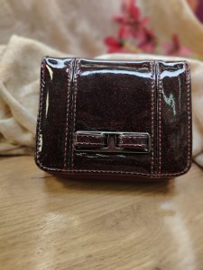 Portfel damski poziomy brokatowy kokardka EKO SKÓRA