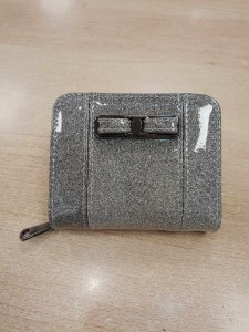 Portfel damski poziomy brokatowy kokardka EKO SKÓRA