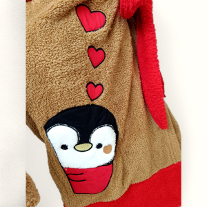 Szlafrok damski z kapturem pingwinek i serduszka 