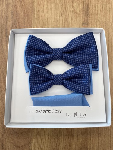 Muchy TATA SYN dwukolorowe niebieskie w granatowe kółka i kropki