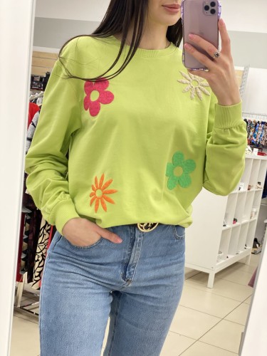 Bluza damska przez głowę z kwiatami