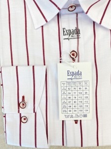 Koszula męska dlugi rękaw biała w bordowe paski SLIM FIT