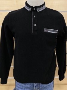 Sweter męski z kołnierzykiem trójkąt przy kieszonce 