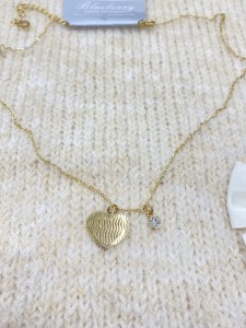 Naszyjnik celebrytka duże serce w paski i cyrkonia 