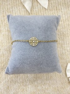 Bransoletka złota ażurowe kółeczko z cyrkoniami