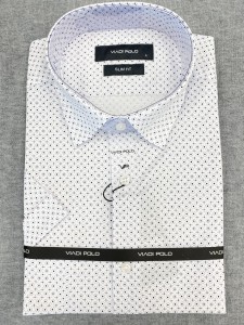 Koszula męska biała w granatowy wzór SLIM FIT 