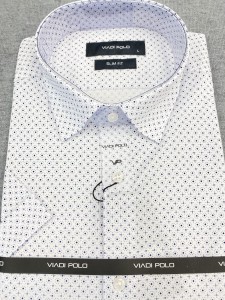 Koszula męska biała w granatowy wzór SLIM FIT 