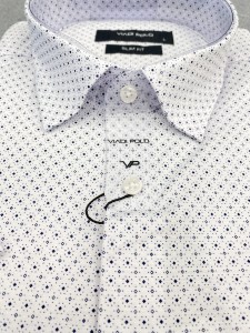 Koszula męska biała w granatowy wzór SLIM FIT 