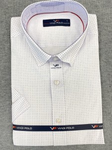 Koszula męska biała w granatowe kropki