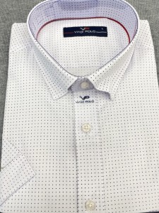 Koszula męska biała w granatowe kropki