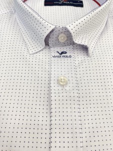 Koszula męska biała w granatowe kropki