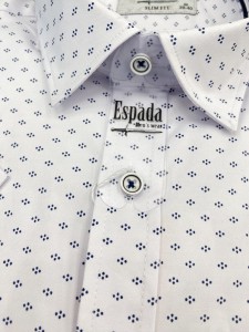 Koszula męska SLIM FIT krótki rękaw biała w kropki