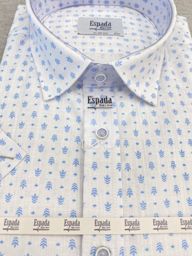 Koszula męska z krótkim rękawem SLIM FIT 100% bawełna błękitny wzór