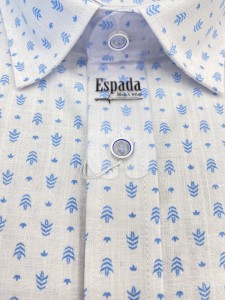 Koszula męska z krótkim rękawem SLIM FIT 100% bawełna błękitny wzór