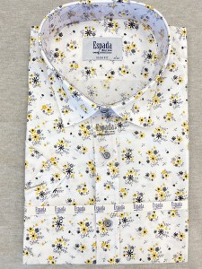 Koszula męska SLIM FIT krótki rękaw letnie kwiaty