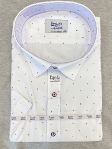 Koszula męska krótki rękaw REGULAR biała w drobny wzór