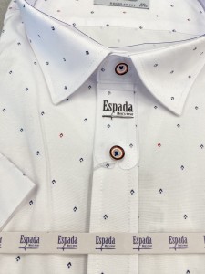 Koszula męska krótki rękaw REGULAR biała w drobny wzór