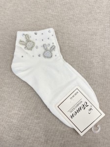 Skarpety damskie cyrkoniowo perełkowe króliki