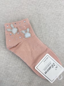 Skarpety damskie cyrkoniowo perełkowe króliki