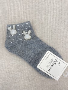 Skarpety damskie cyrkoniowo perełkowe króliki