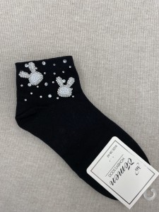 Skarpety damskie cyrkoniowo perełkowe króliki