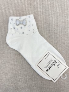 Skarpety damskie perełkowe kokardki