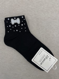 Skarpety damskie perełkowe kokardki