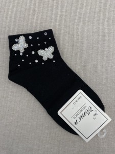 Skarpety damskie perełkowe motylki 