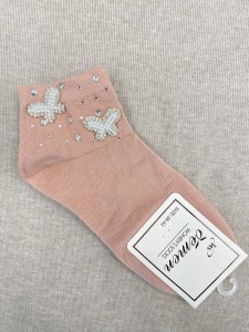Skarpety damskie perełkowe motylki 