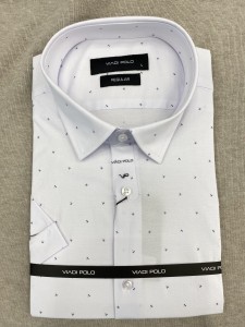 Koszula męska w drobny wzorek krótki rękaw REGULAR