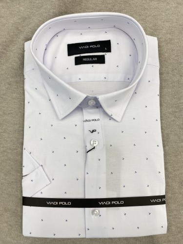 Koszula męska w drobny wzorek krótki rękaw REGULAR