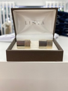 Spinki do mankietów prostokątne pół matowe pół tłoczone kropki